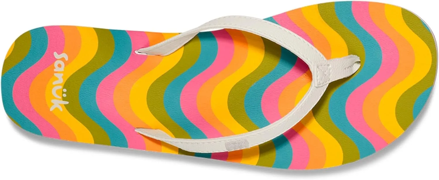 Sanuk Yoga Joy Rainbow | Flip Flops for Women | Yoga Sandals For Women | Women's Beach Sandals | Memory Foam Footbed