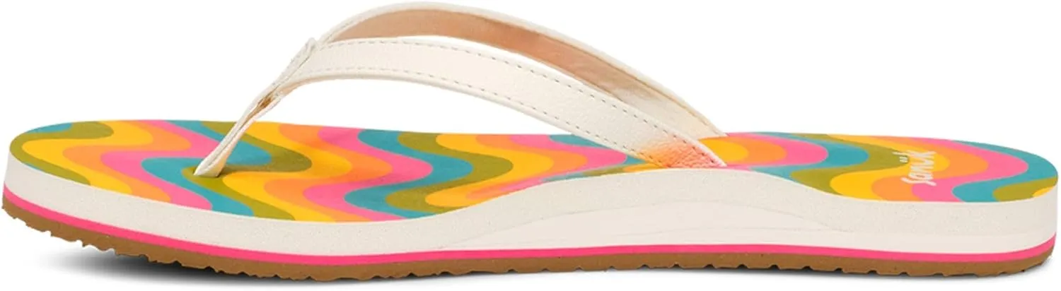 Sanuk Yoga Joy Rainbow | Flip Flops for Women | Yoga Sandals For Women | Women's Beach Sandals | Memory Foam Footbed