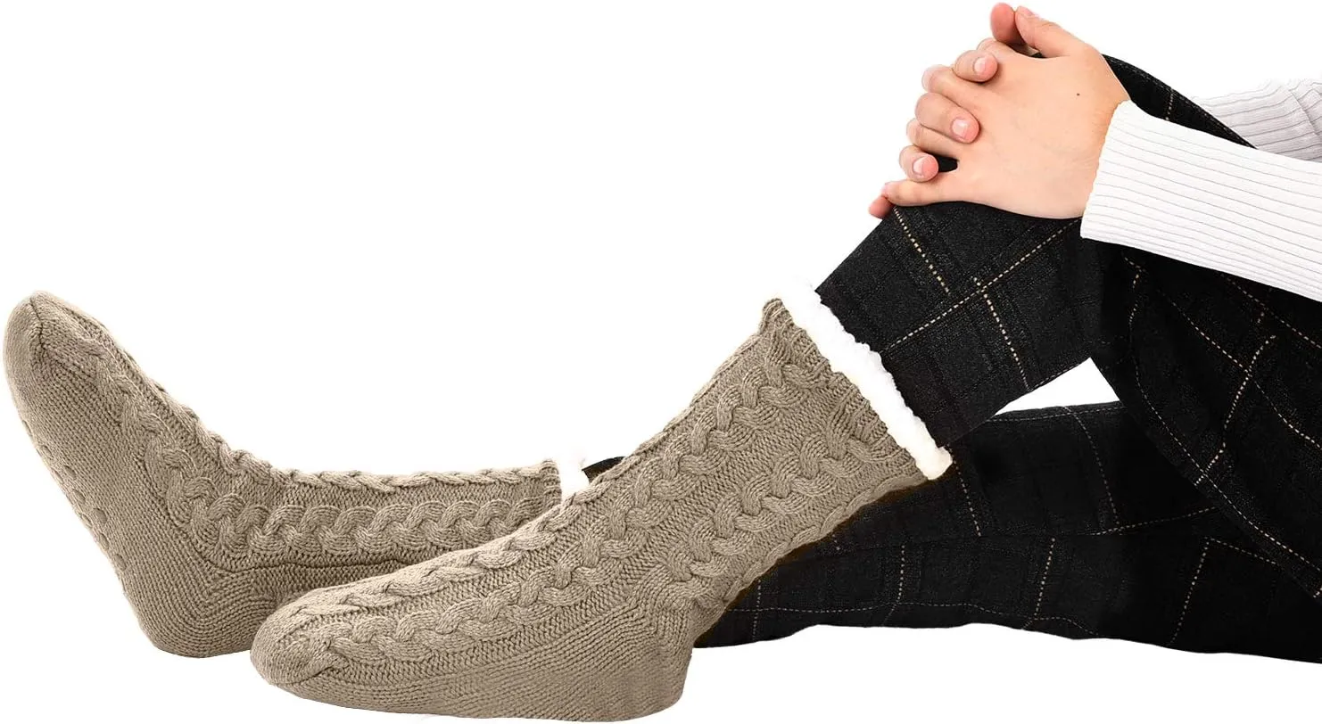 SATINIOR 3 Pairs Women's Winter Slipper Socks Soft Warm Cozy Fuzzy Fleece-lined Slipper Socks