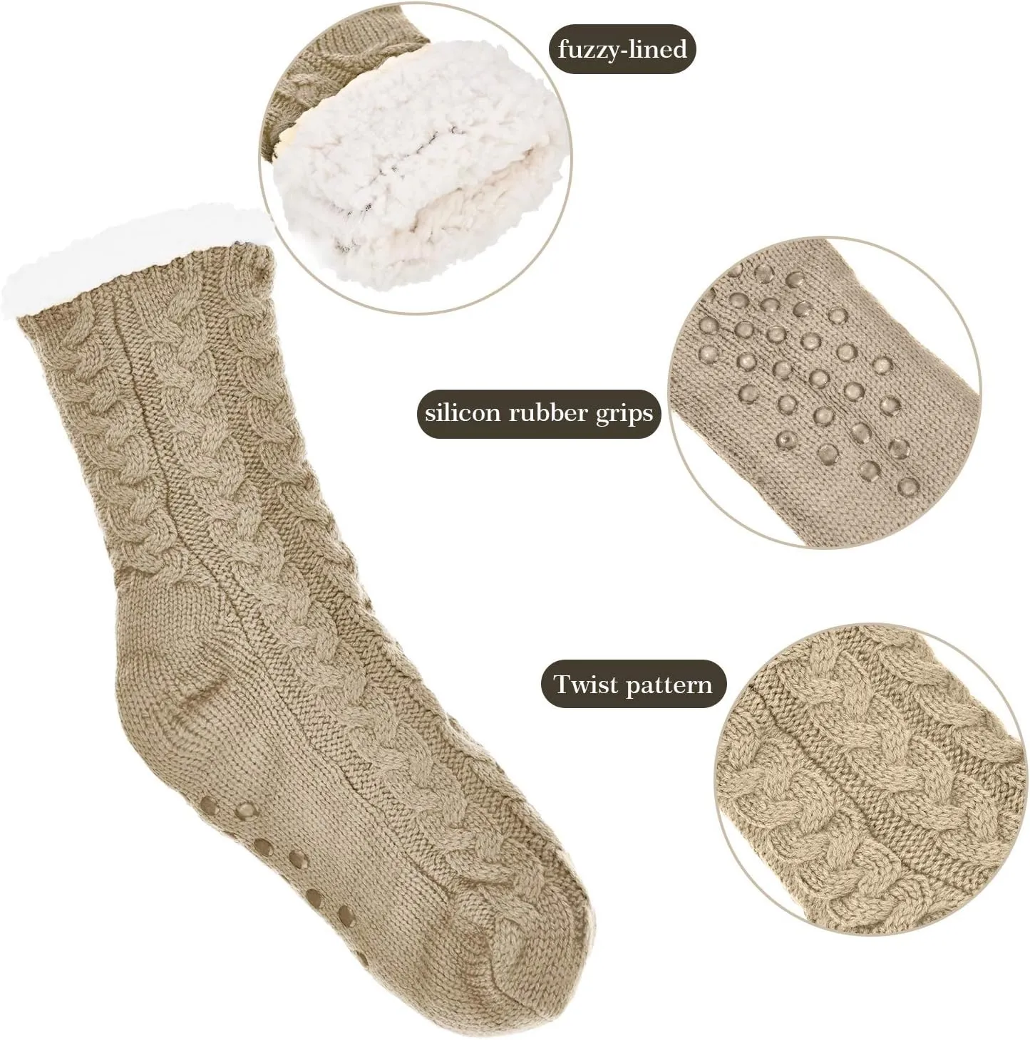 SATINIOR 3 Pairs Women's Winter Slipper Socks Soft Warm Cozy Fuzzy Fleece-lined Slipper Socks