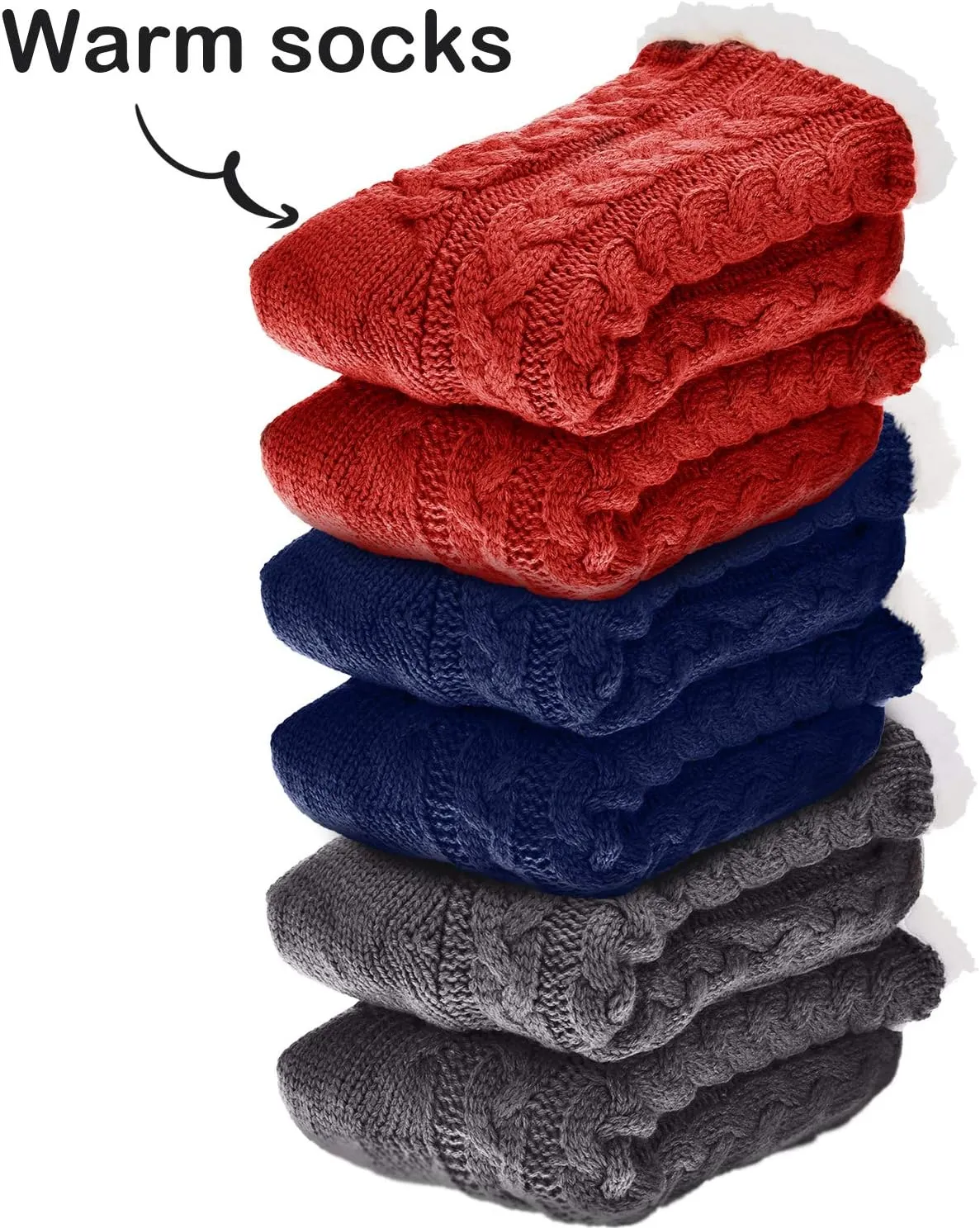 SATINIOR 3 Pairs Women's Winter Slipper Socks Soft Warm Cozy Fuzzy Fleece-lined Slipper Socks