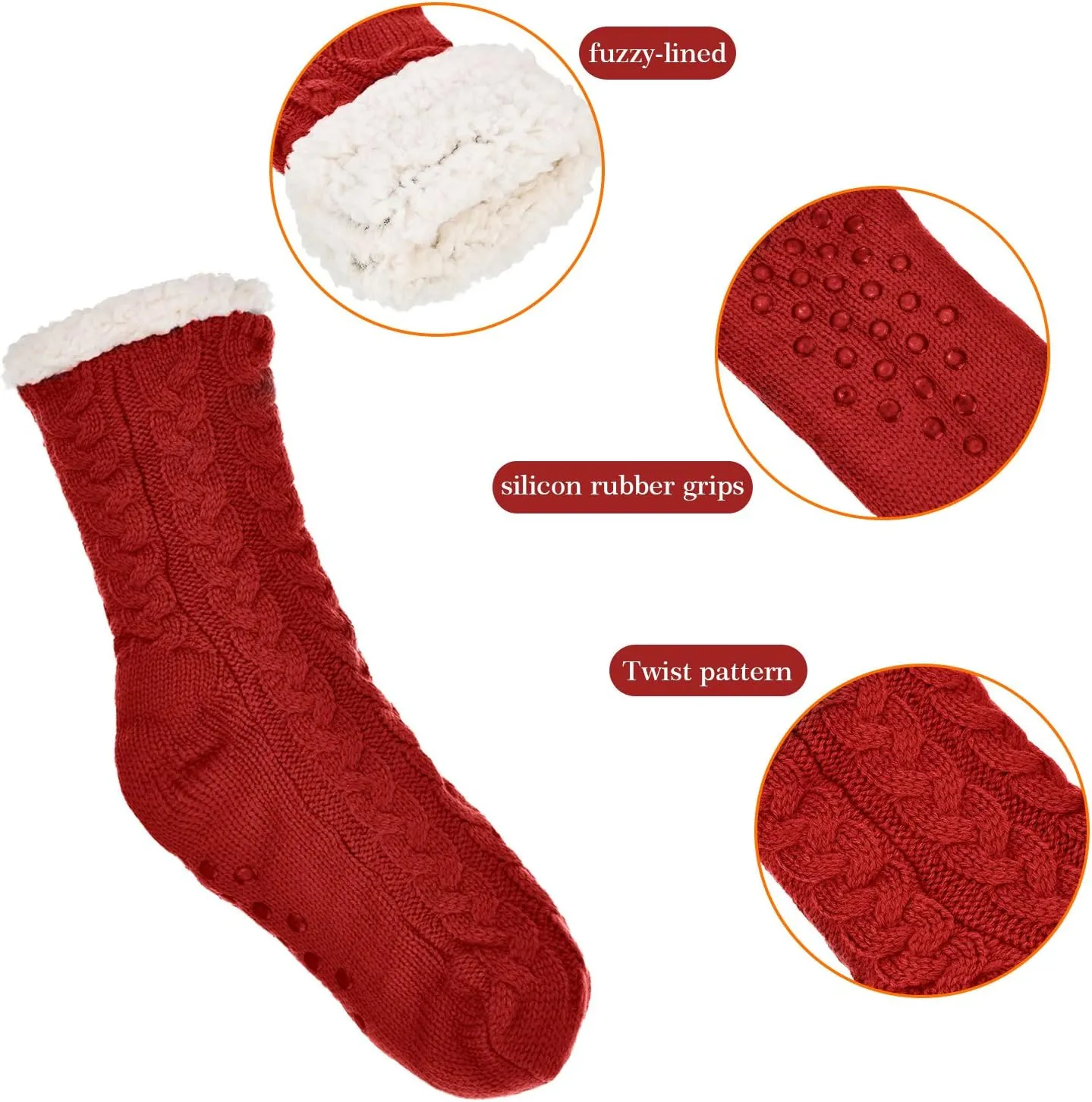 SATINIOR 3 Pairs Women's Winter Slipper Socks Soft Warm Cozy Fuzzy Fleece-lined Slipper Socks