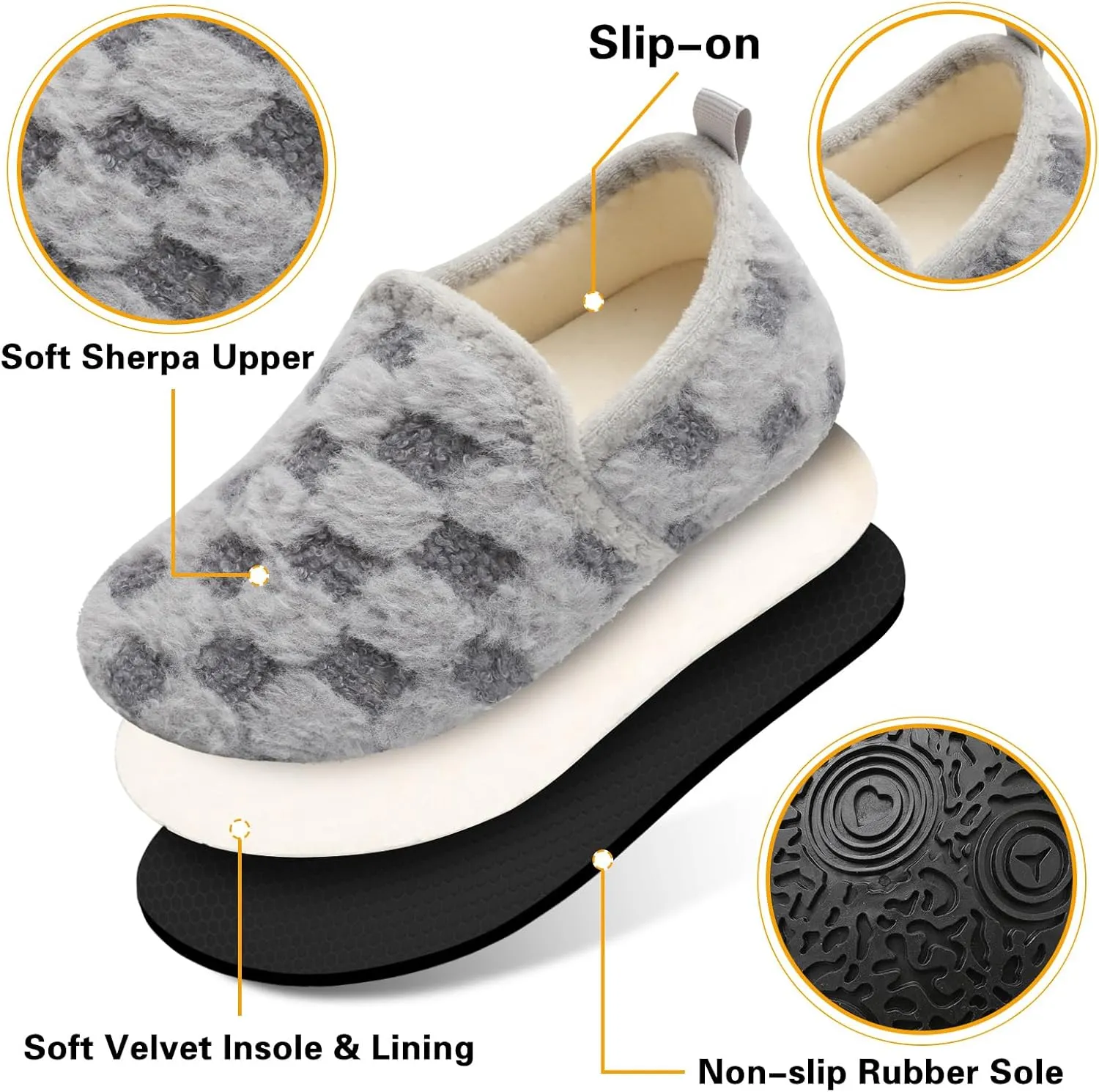 Scurtain Unisex Big Kids Little Kids Slippers Socks Artificial Woolen Slippers with Non-slip Rubber Sole for Big Boys Girls Little Boys Girls