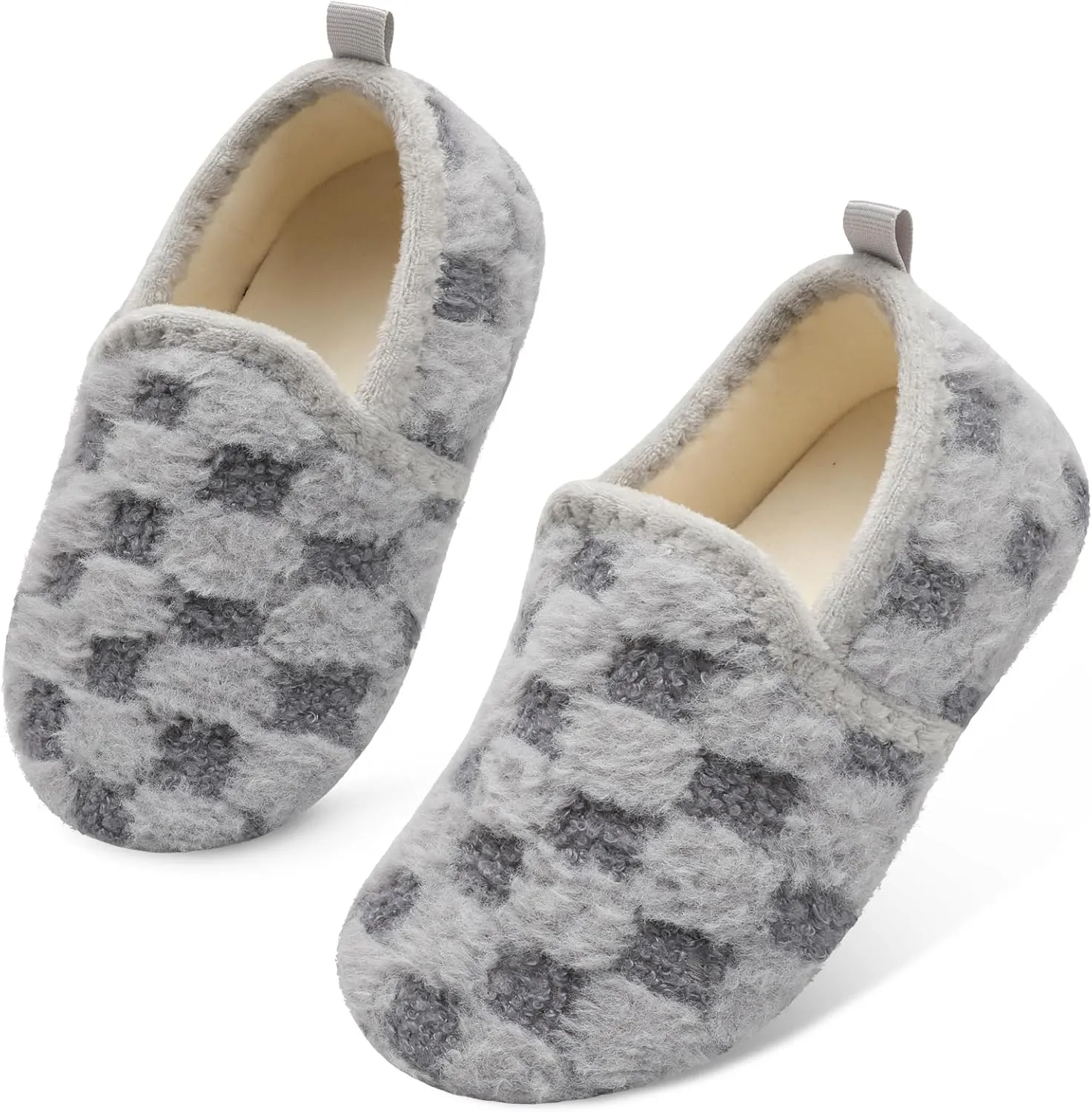Scurtain Unisex Big Kids Little Kids Slippers Socks Artificial Woolen Slippers with Non-slip Rubber Sole for Big Boys Girls Little Boys Girls