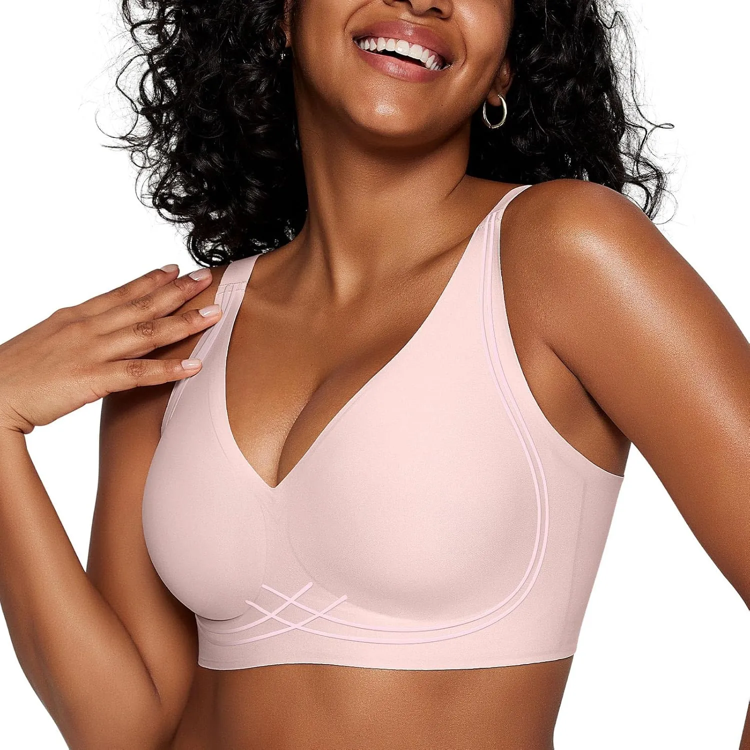 Seamless Wireless Bras for Women Full Coverage Push Up Bra Comfortable No Underwire Bralettes Deep V with Support and Lift