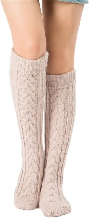 SherryDC Women's Cable Knit Long Boot Stocking Socks Knee High Winter Leg Warmers