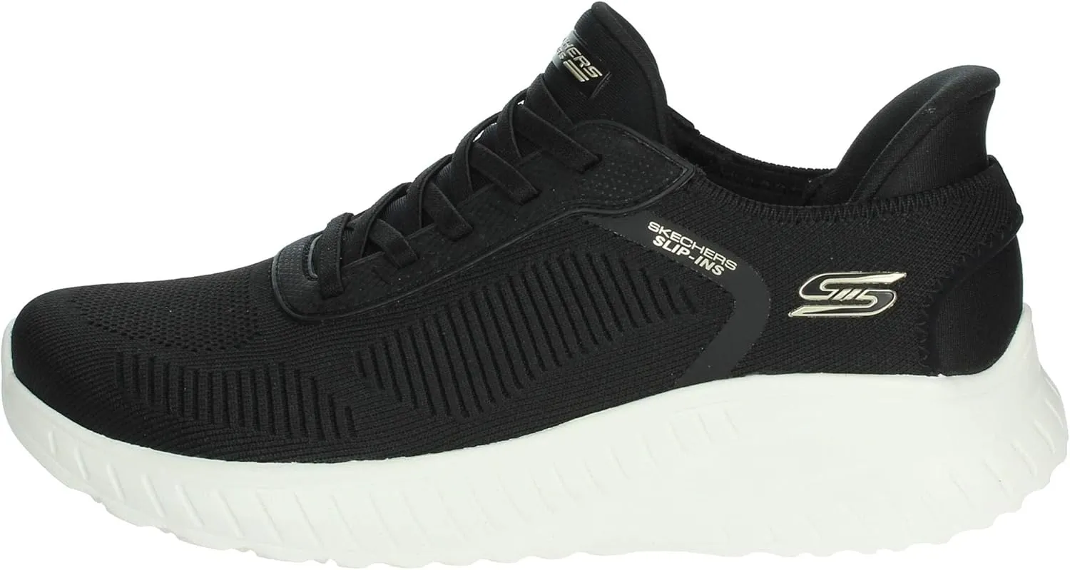 Skechers Women's Hands Free Slip-INS BOBS Squad Chaos-Current Muse Sneaker, Black/White, 12