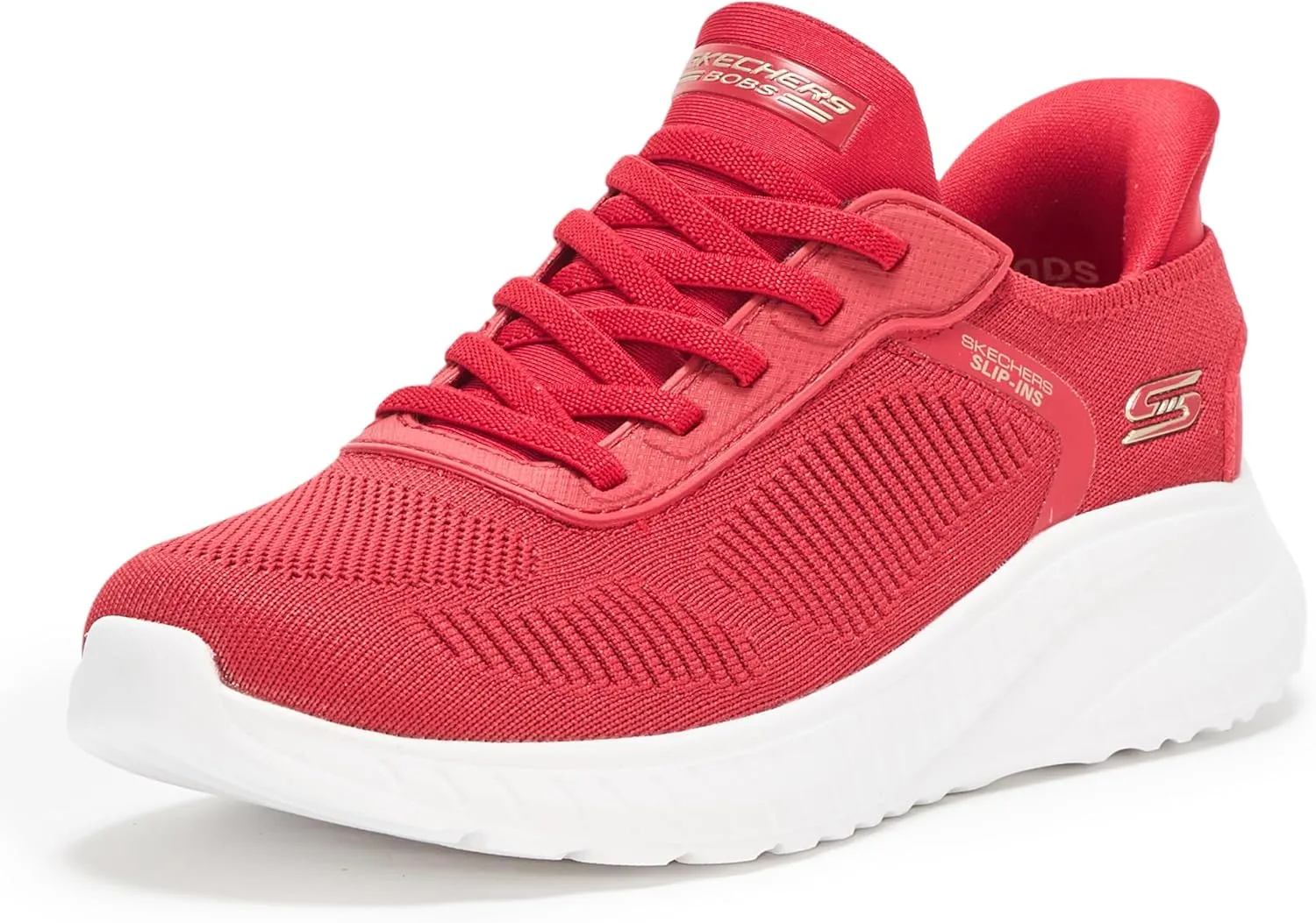 Skechers Women's Hands Free Slip-INS BOBS Squad Chaos-Current Muse Sneaker, RED, 9.5