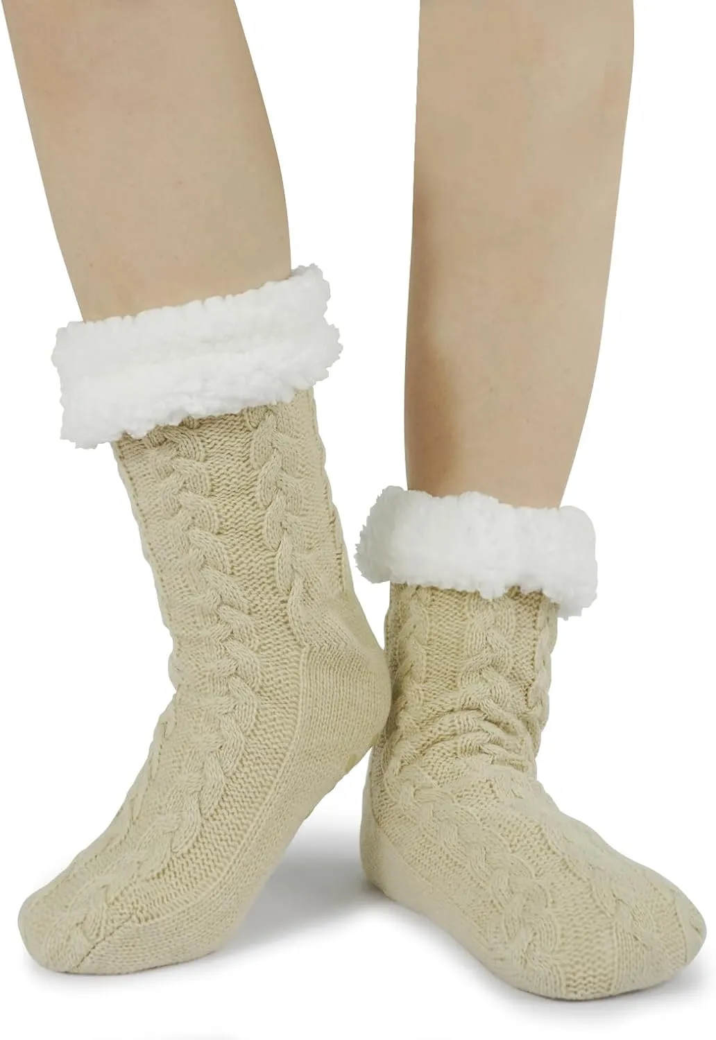 Slipper Socks for Women with Gripper - Winter Non Slip Thick Fuzzy Socks - Warm Cozy Christmas Gift