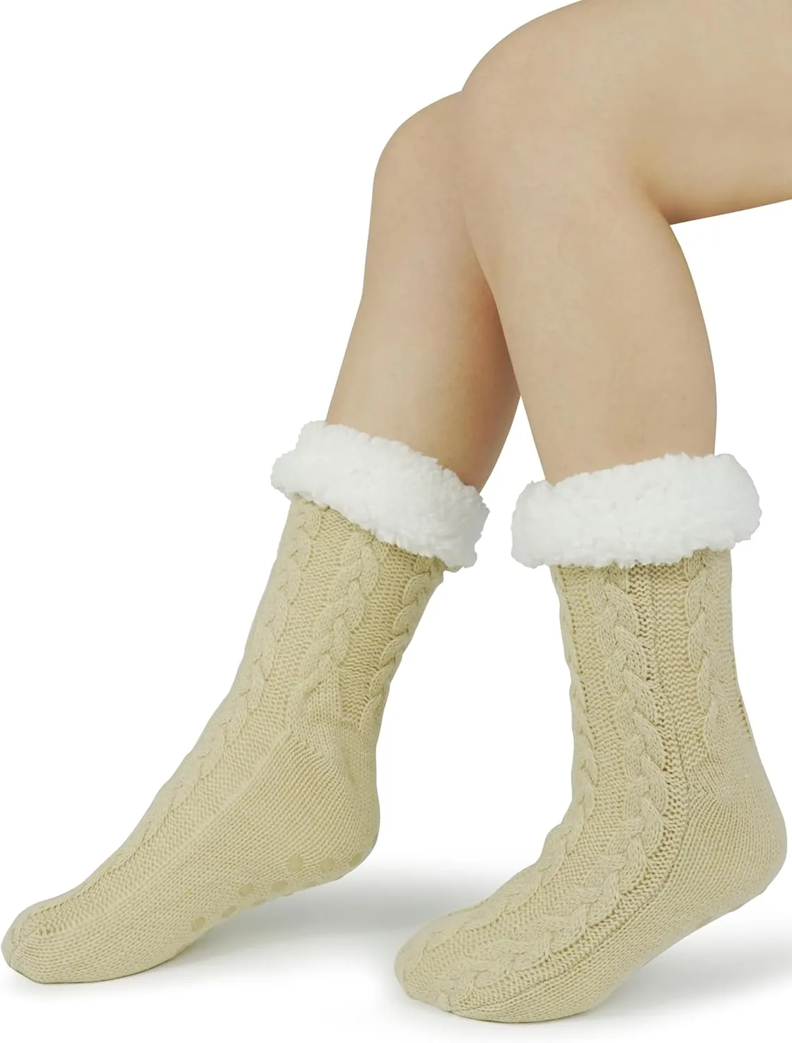 Slipper Socks for Women with Gripper - Winter Non Slip Thick Fuzzy Socks - Warm Cozy Christmas Gift