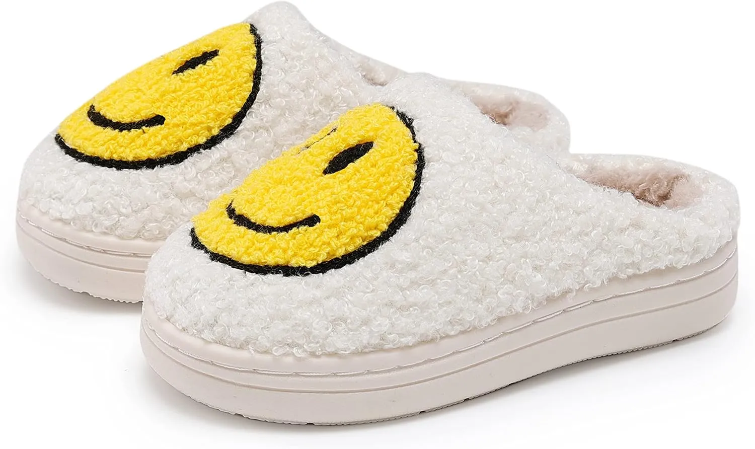 Smile Face Kids Happy Face Soft Plush Warm Slipper Anti-Slip Winter Fluffy House Shoes Soft Memory Foam Comfort Cotton Slippers Indoor and Outdoor