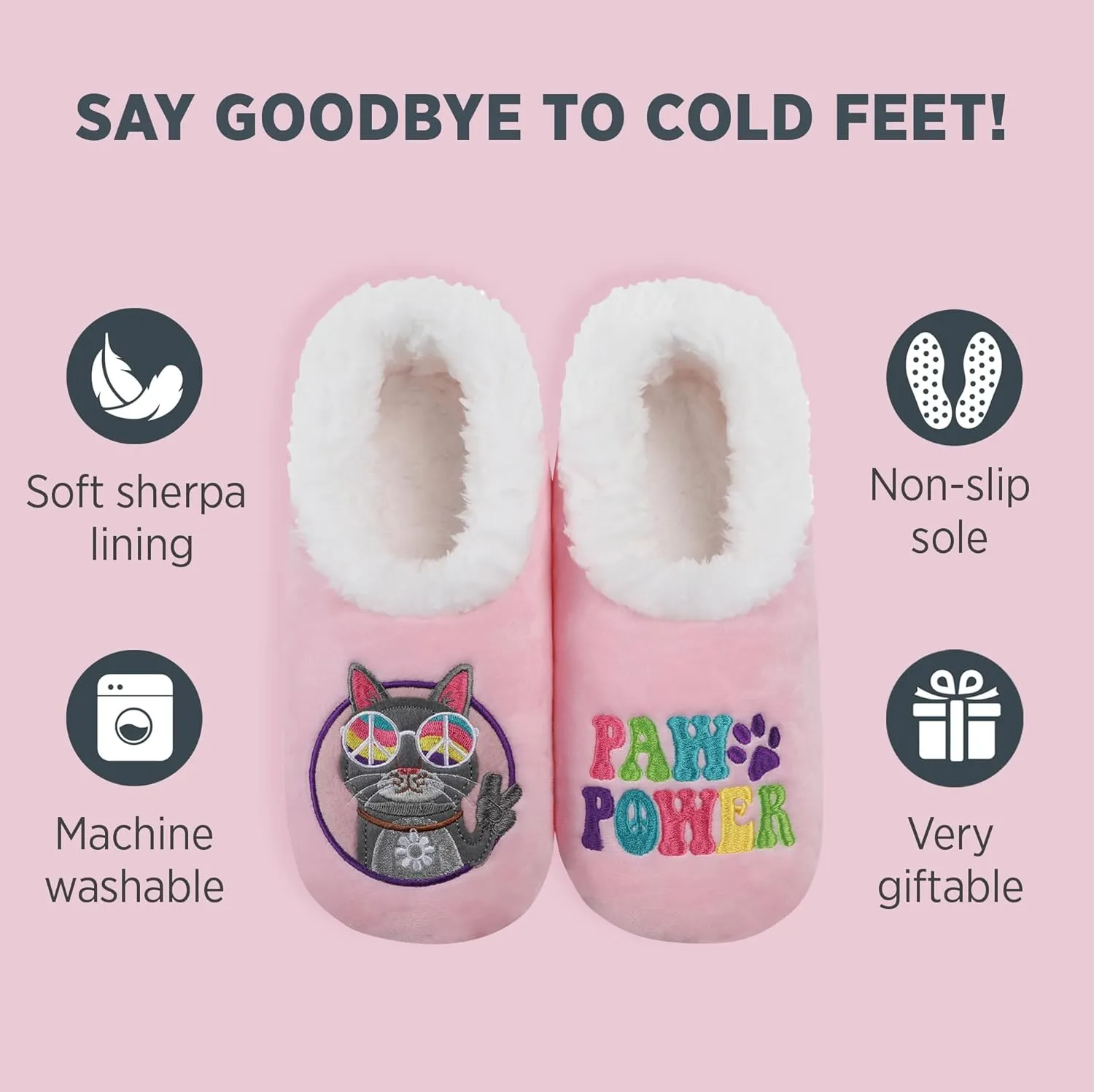 Snoozies Pairable Slipper Socks - Funny House Slippers for Women, Non-Slip Fuzzy Slipper Socks