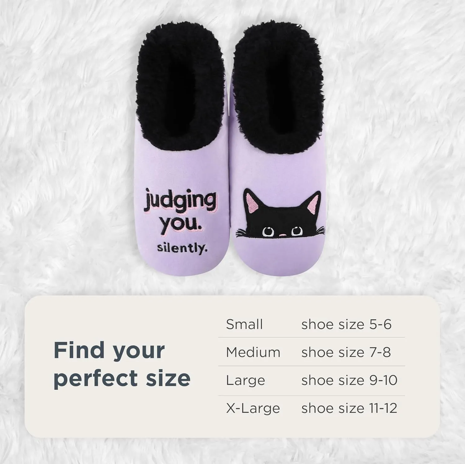 Snoozies Pairable Slipper Socks - Non-Slip Fuzzy Cat Slippers for Women