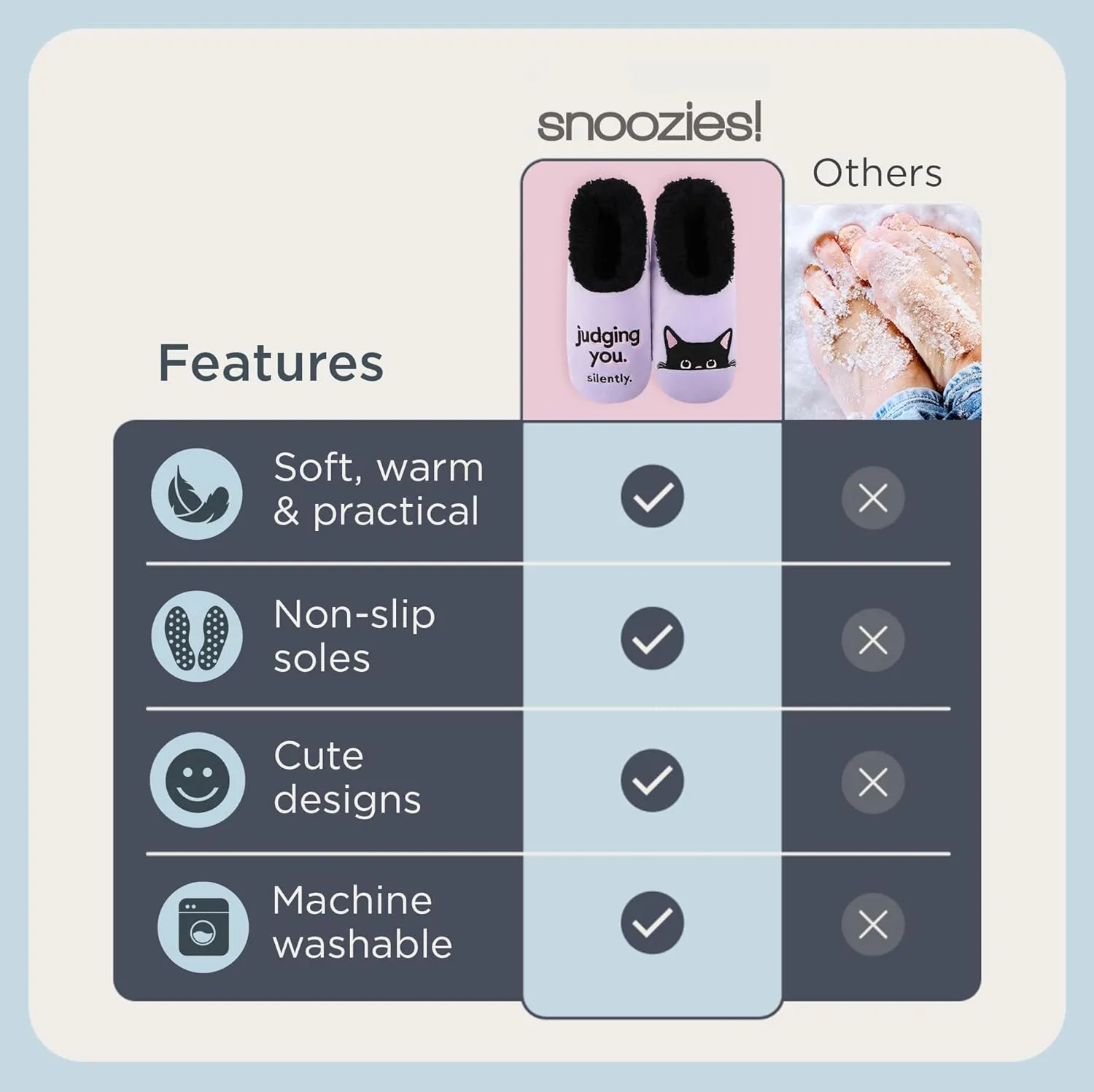 Snoozies Pairable Slipper Socks - Non-Slip Fuzzy Cat Slippers for Women