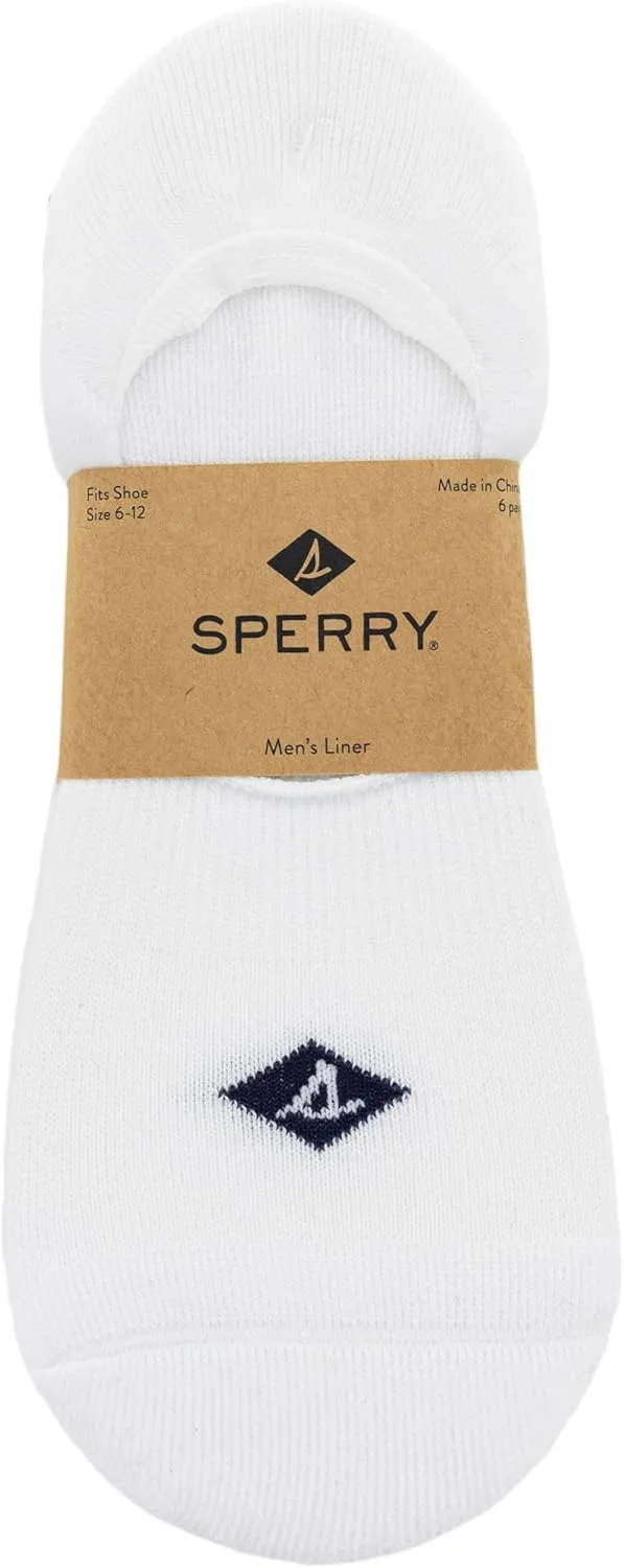 Sperry Women's Recycled Cushioned Sneaker Liner Socks-6 Pair Pack-Repreve Arch Support and No Slip Heel Gripper