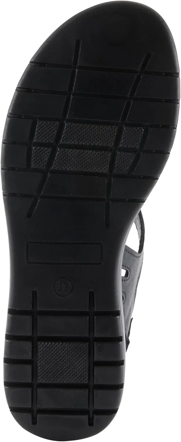 Spring Step Women's GALAVIS Leather Wedge Sandals – Closed-Toe Sporty Sandal with Hook-and-Loop Closure and Cushioned Footbed