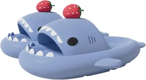 Strawberry Shark Slides,Cute Cartoon 3d Cloud Non-Slip Open Toe Thick Sole Soft Beach Shark Slippers Shoes