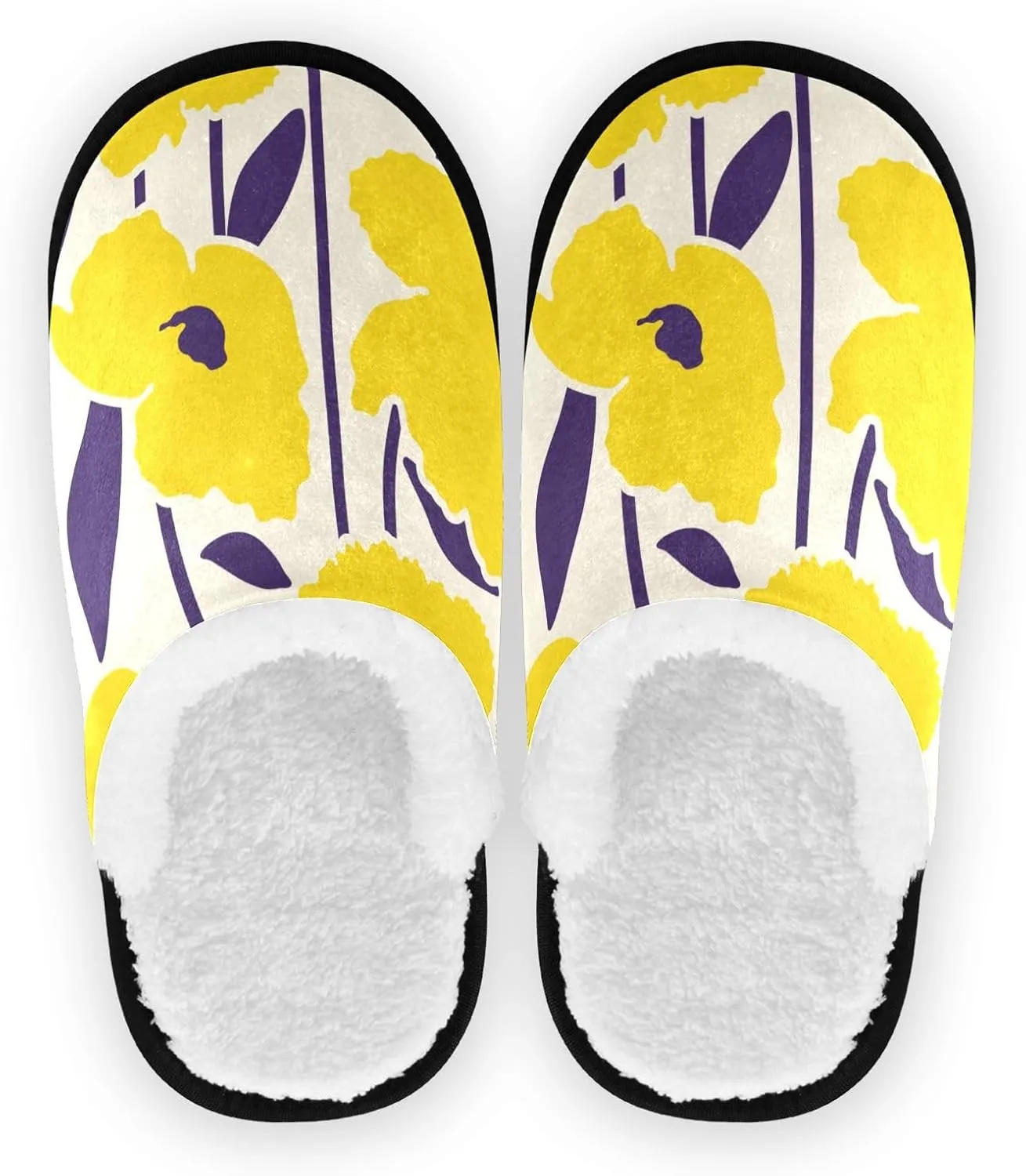 susiyo Retro Vintage Yellow Flowers Warm House Slippers Slip-on Cozy Slippers for Womens Travel Hotel