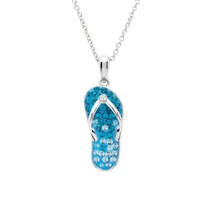 Swarovski Crystals Aqua Flip Flop Necklace-Ocean Jewelry