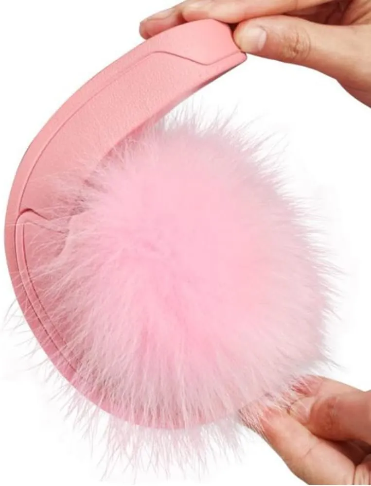 TangDao Fur Slippers Slides for Women Women's Open Toe Furry Slides Faux Fur Slides Fuzzy Slippers Girls Fluffy Single Strap Slip On Sandals Outdoor Indoor Summer Shoes