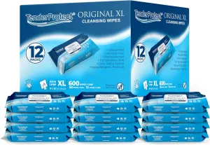 TenderProtect® Original XL Premium Adult Wipes (600 Ct), Extra-Large 9"x12" Wet Wipes with Aloe, Wash Cloths for Babies & Elderly, Incontinence, Hands & Body Cleaning