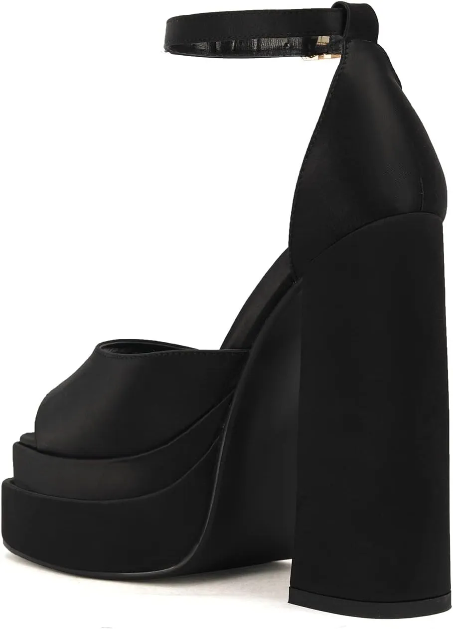THESHY Womens Platform Ankle Strap Sandals Open Toe Wedge Chunky High Block Heels Fashion Dress Sandal for Women