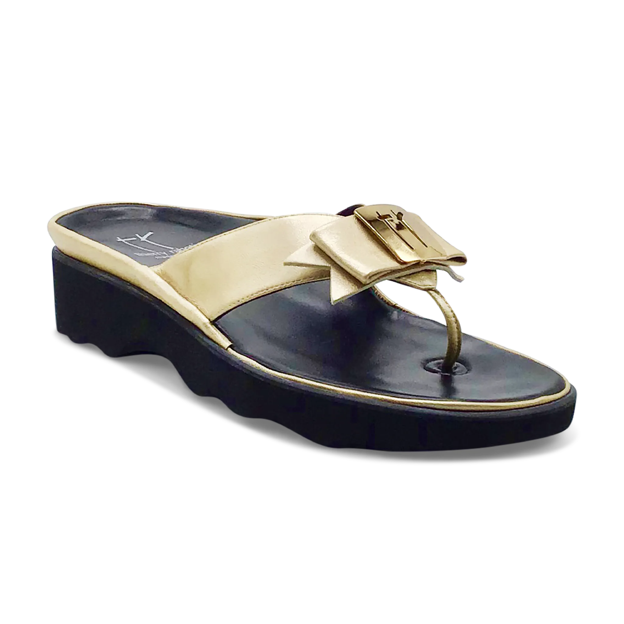 Thierry Rabotin Women's Kristen 1330 Gold Taffetas Leather Gold Button