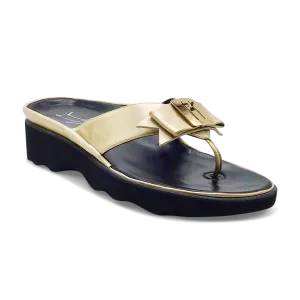 Thierry Rabotin Women's Kristen 1330 Gold Taffetas Leather Gold Button