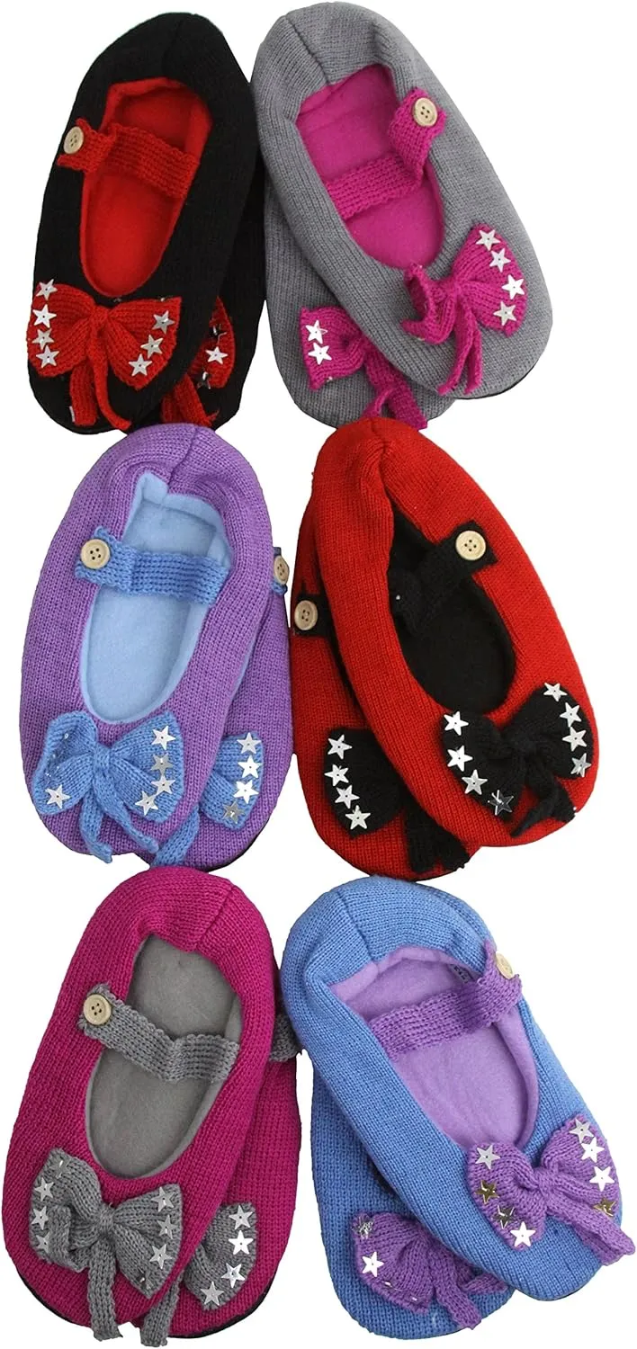 ToBeInStyle Women's Pack of 6 Heathered Bottom Grip Slipper Shoes