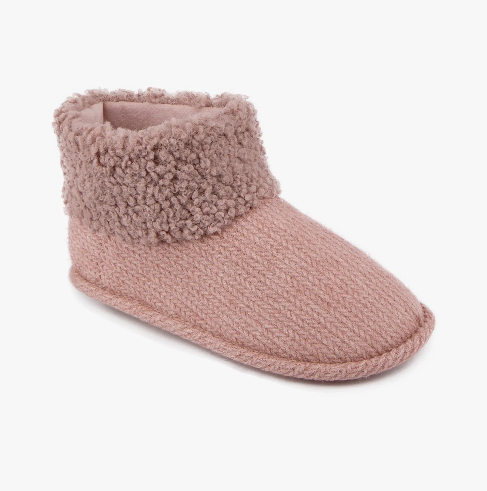 Totes Isotoner CABLE Womens Boot Slippers Pink