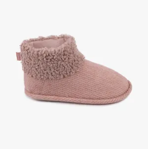 Totes Isotoner CABLE Womens Boot Slippers Pink