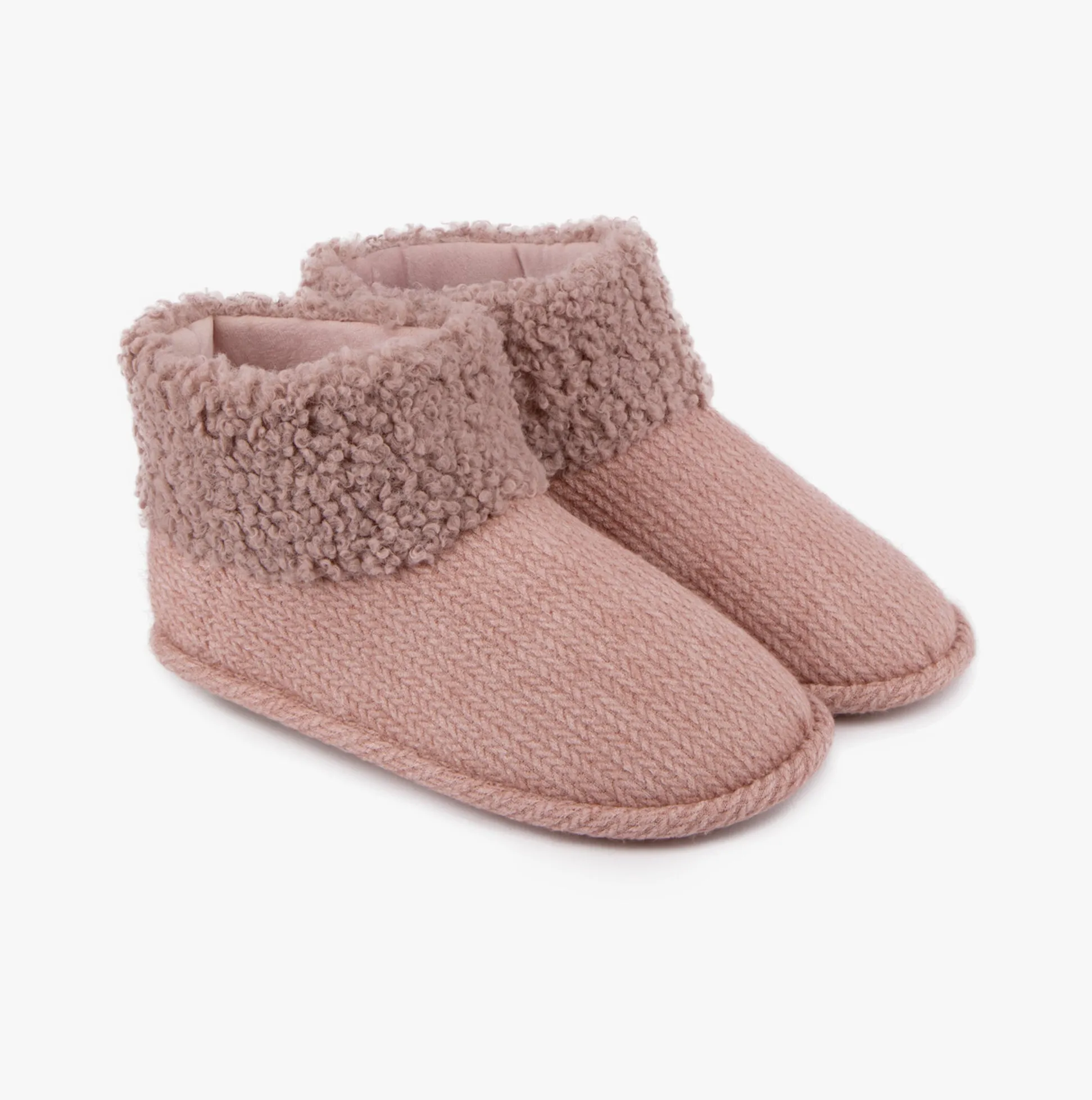 Totes Isotoner CABLE Womens Boot Slippers Pink