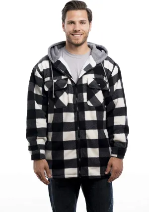 TrailCrest Men's Warm Sherpa Lined Hoodie Fleece Shirt Jacket, Classic Zip Up Buffalo Plaid (Regular and Big & Tall Sizes)