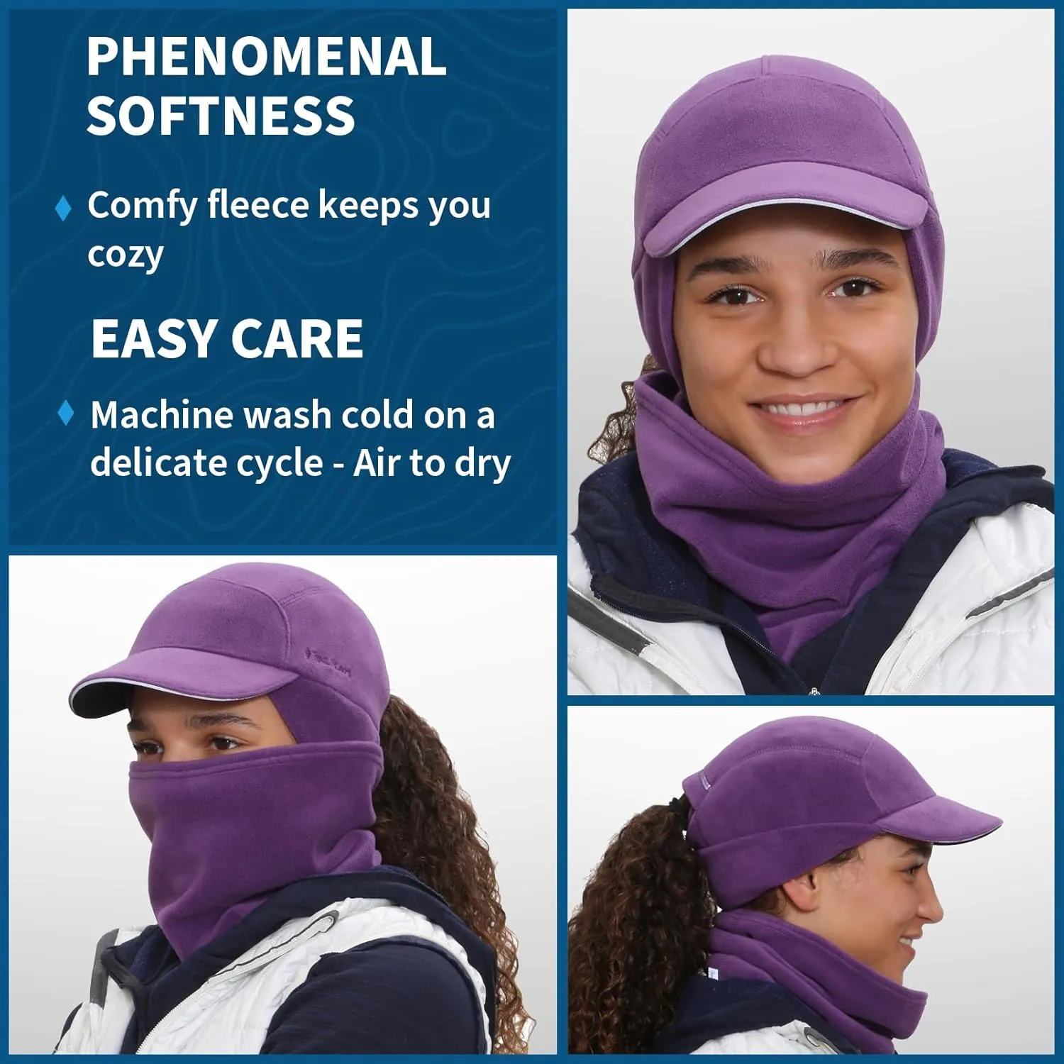 TrailHeads Women's Trailblazer Adventure Ponytail Cap and Microfleece Neck Warmer Gift Set