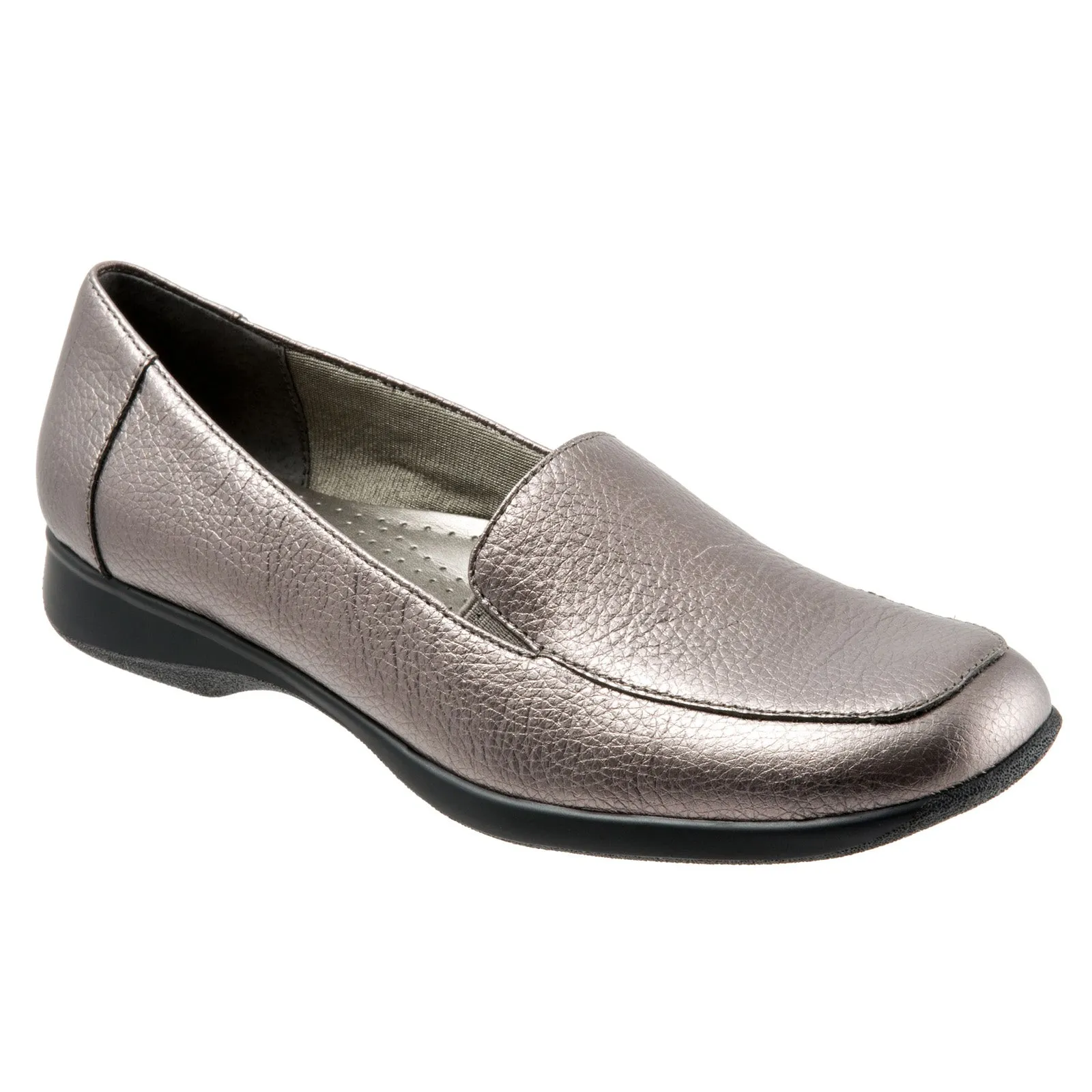 Trotters Jenn T9521-033 Womens Gray Narrow Leather Loafer Flats Shoes