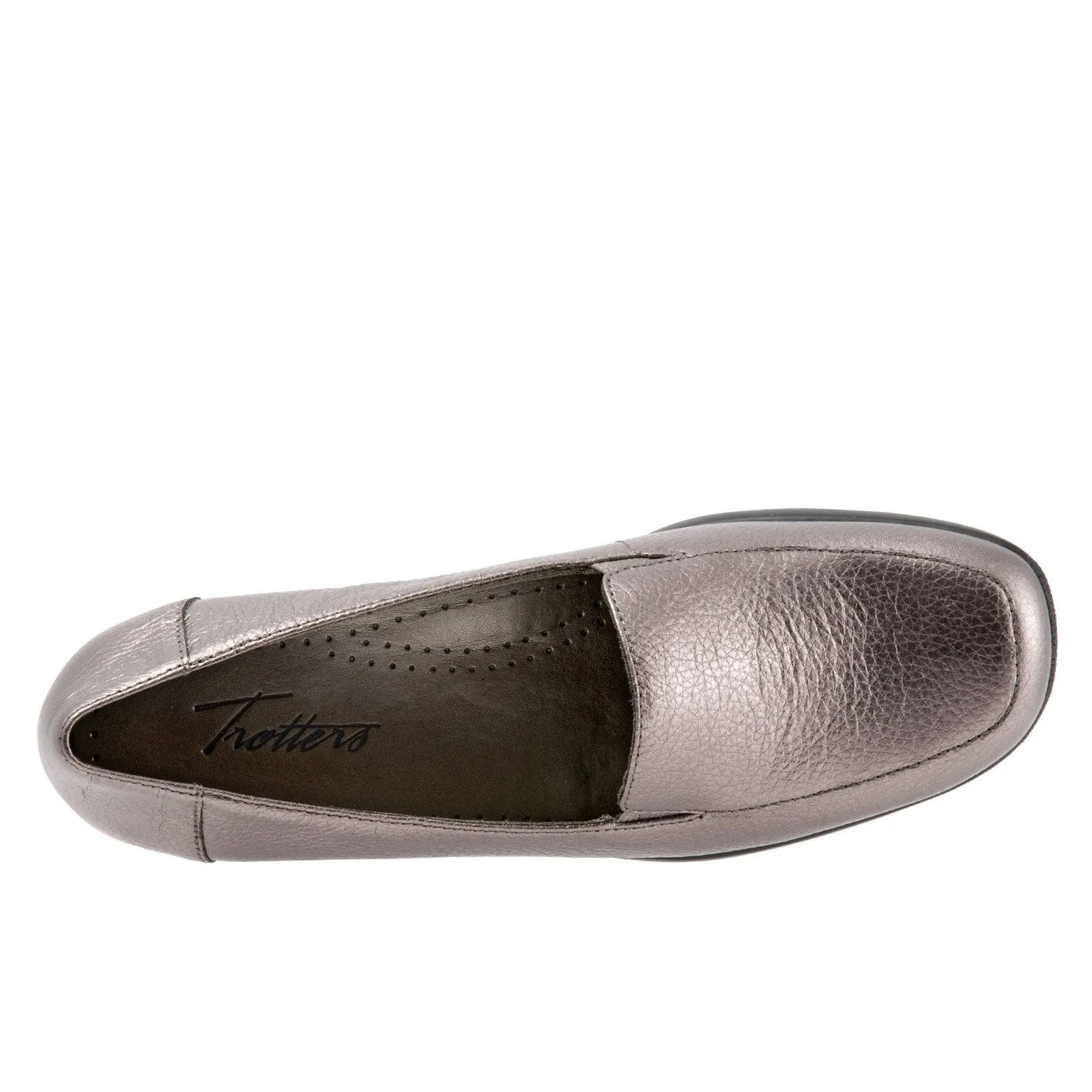 Trotters Jenn T9521-033 Womens Gray Narrow Leather Loafer Flats Shoes