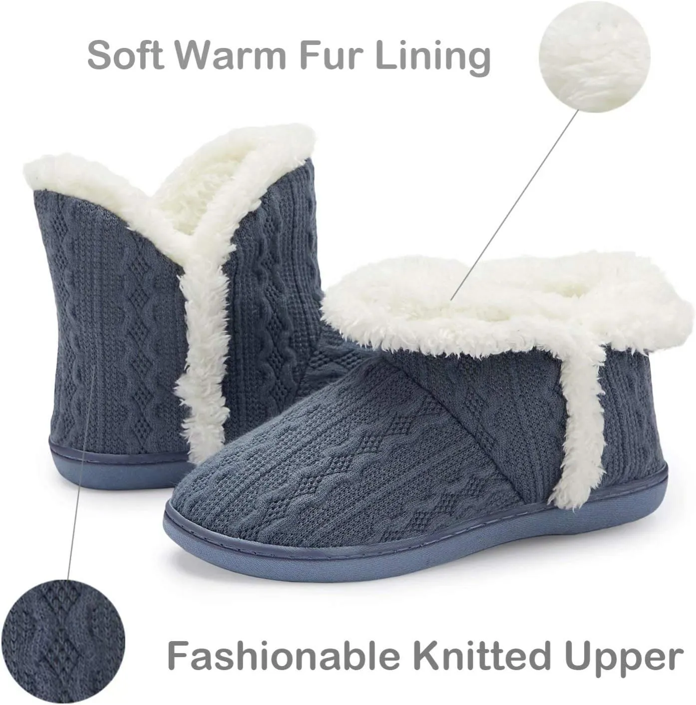 TUOBUQU Women Warm Bootie Slippers Fluffy Plush Indoor Outdoor Winter Booty Slippers