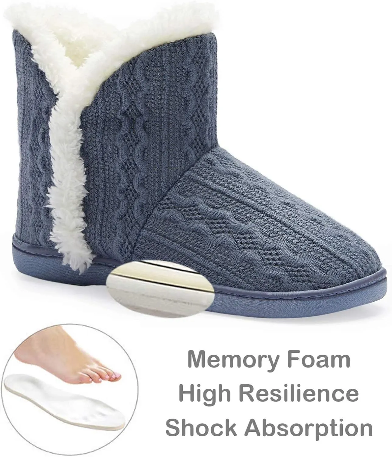 TUOBUQU Women Warm Bootie Slippers Fluffy Plush Indoor Outdoor Winter Booty Slippers