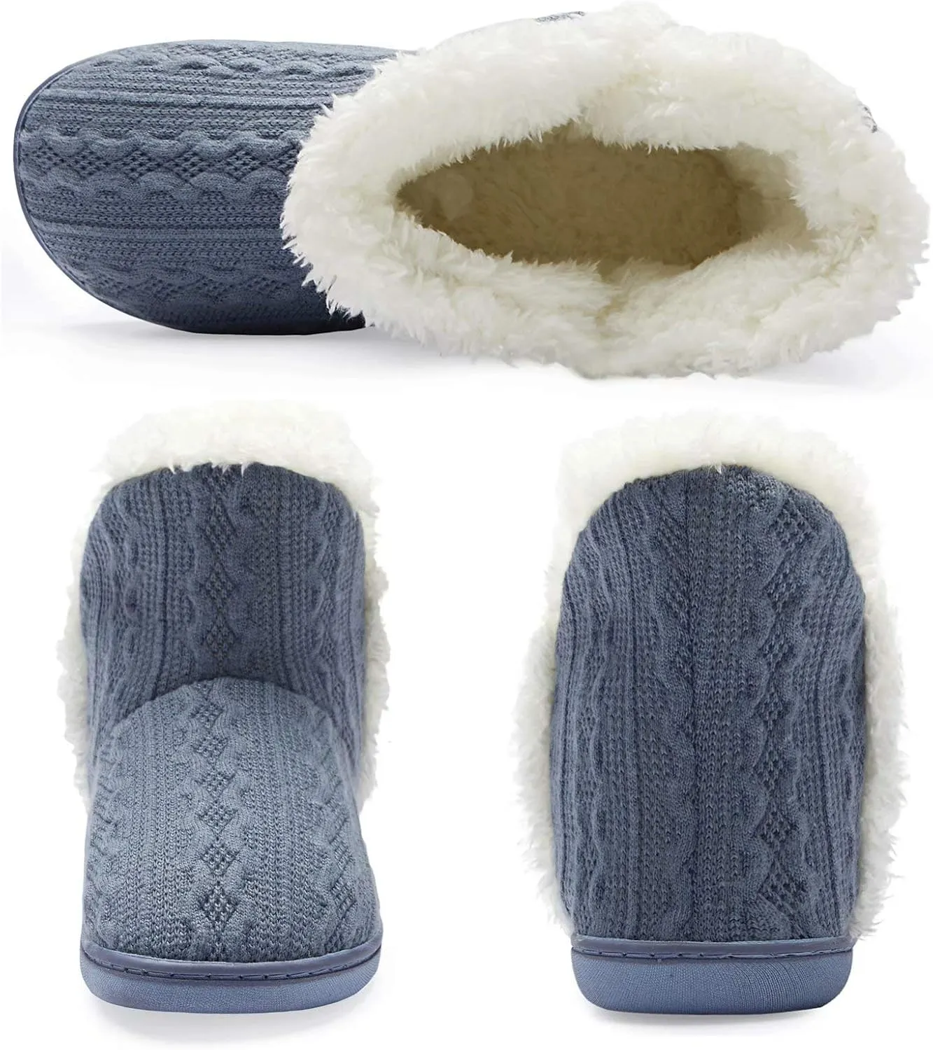TUOBUQU Women Warm Bootie Slippers Fluffy Plush Indoor Outdoor Winter Booty Slippers