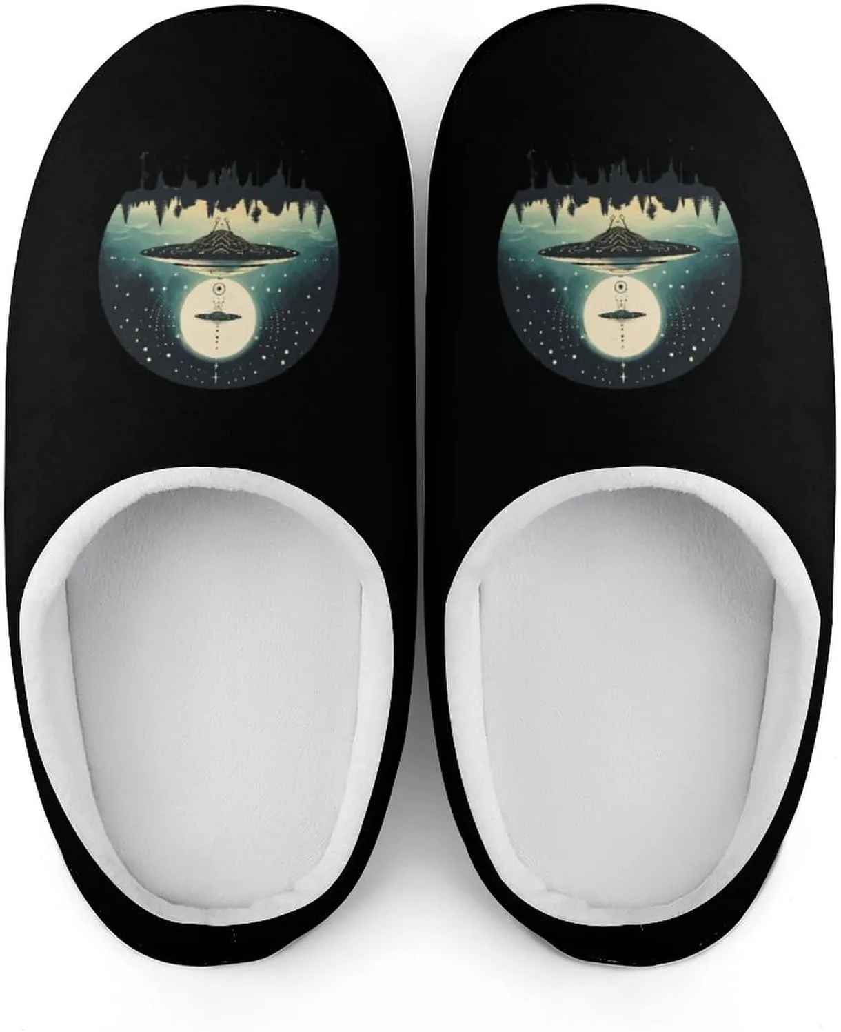 UFO Alien Print Men's Cotton Slippers Casual House Shoes Anti-Slip Soft Shoes for Indoor And Outdoor