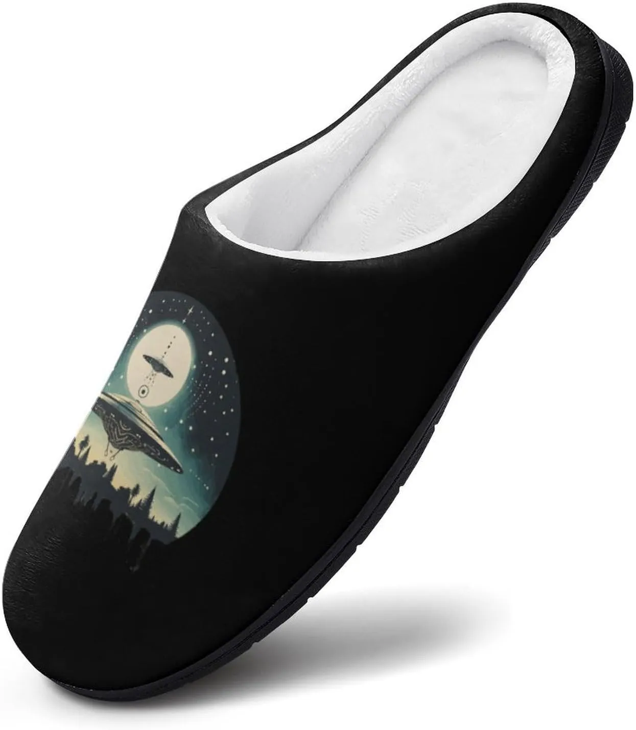 UFO Alien Print Men's Cotton Slippers Casual House Shoes Anti-Slip Soft Shoes for Indoor And Outdoor