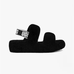 UGG OH YEAH Womens Sheepskin Slingback Slippers Black