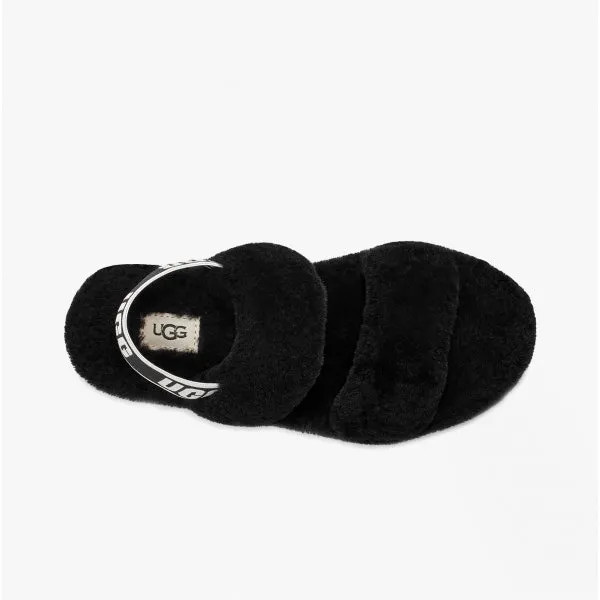 UGG OH YEAH Womens Sheepskin Slingback Slippers Black