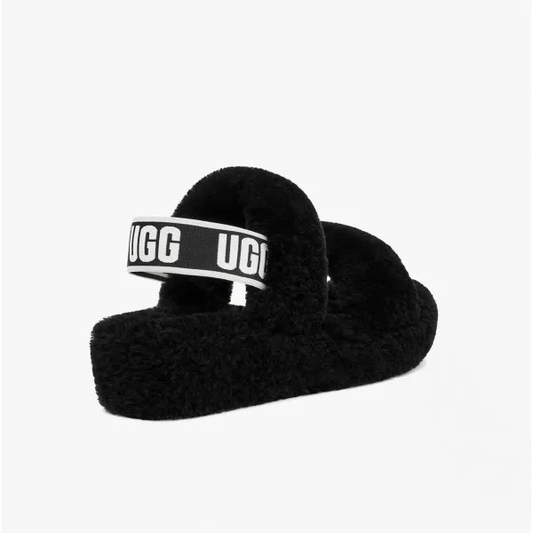 UGG OH YEAH Womens Sheepskin Slingback Slippers Black