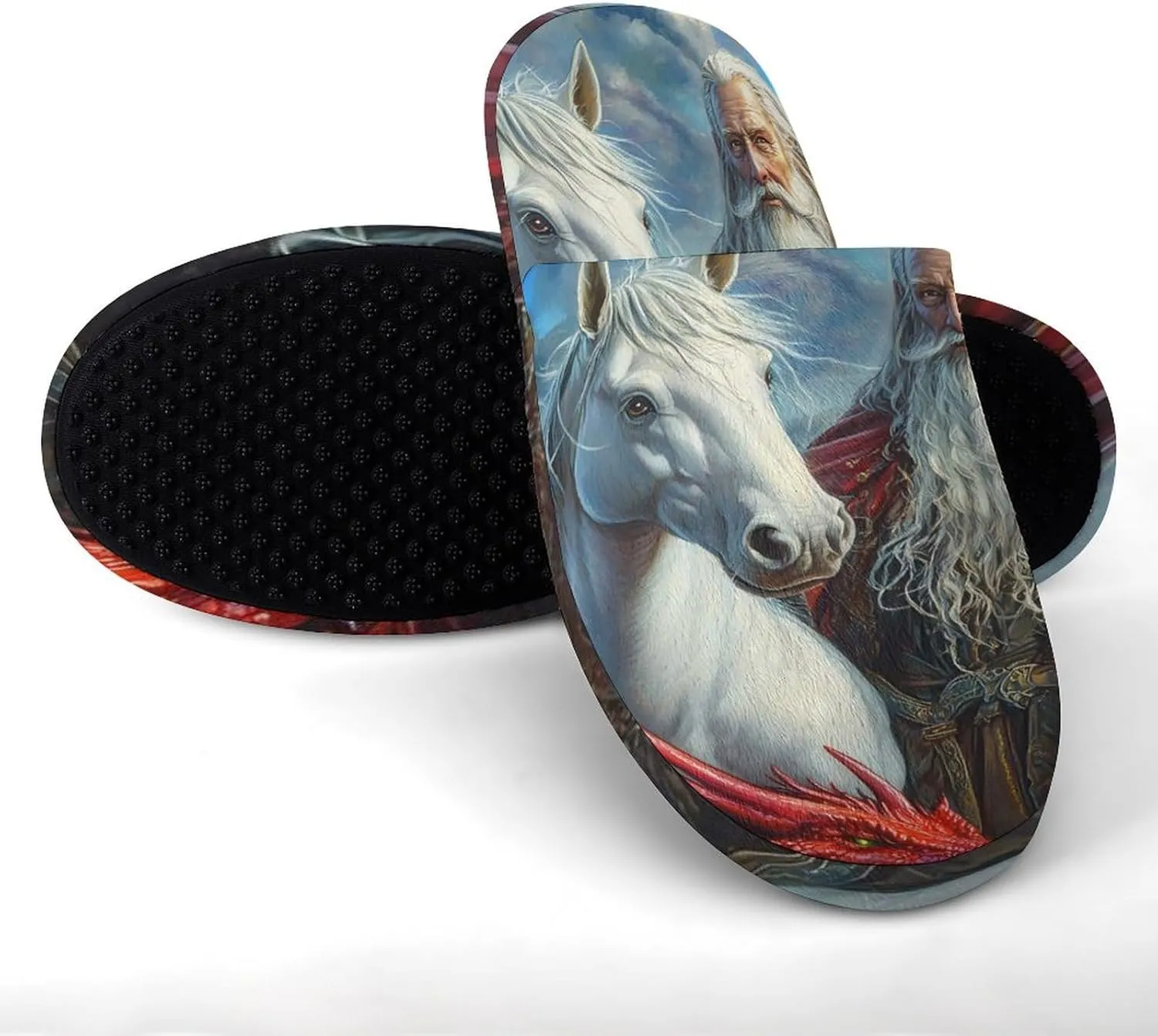 Un-icorn Storm Chaser Wizard Red Dragon Mens Slippers Warm House Shoes Cotton Slippers Home Bedroom Slippers Casual Shoes