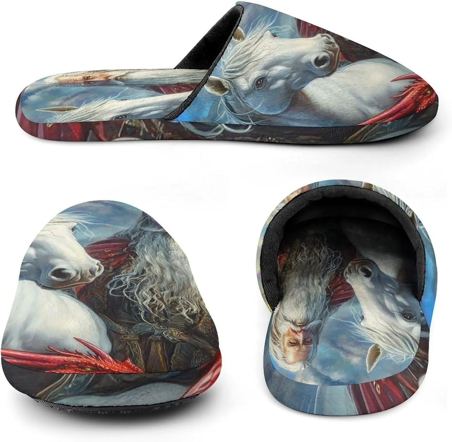 Un-icorn Storm Chaser Wizard Red Dragon Mens Slippers Warm House Shoes Cotton Slippers Home Bedroom Slippers Casual Shoes