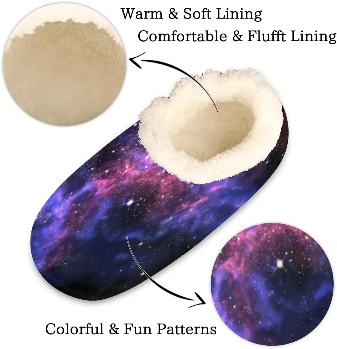 Universe Galaxy Star Space Slippers for Women Men Cozy Non-slip House Shoes Winter Warm Indoor Slipper