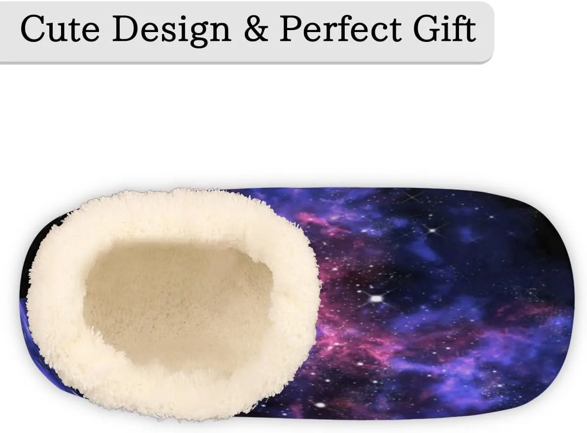 Universe Galaxy Star Space Slippers for Women Men Cozy Non-slip House Shoes Winter Warm Indoor Slipper