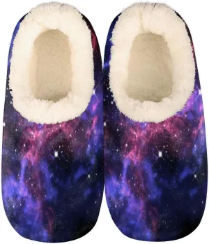 Universe Galaxy Star Space Slippers for Women Men Cozy Non-slip House Shoes Winter Warm Indoor Slipper