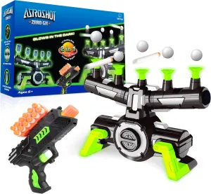 USA Toyz Astroshot Zero GX Glow in The Dark Shooting Games for Kids - Nerf Compatible Floating Ball Targets for Shooting with 1 Foam Blaster Toy Gun, 10 Floating Ball and 5 Flip Targets